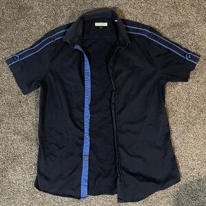 Versace Collection Dark Blue Shirt with Light Blue Trim